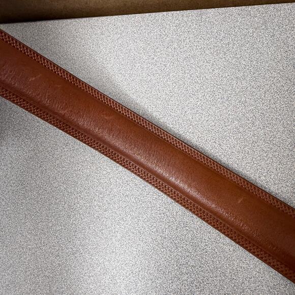 Columbus Leather Belt Mens Size Large Silver Buckle 1.5in Made in Italy Stitched - Picture 8 of 8